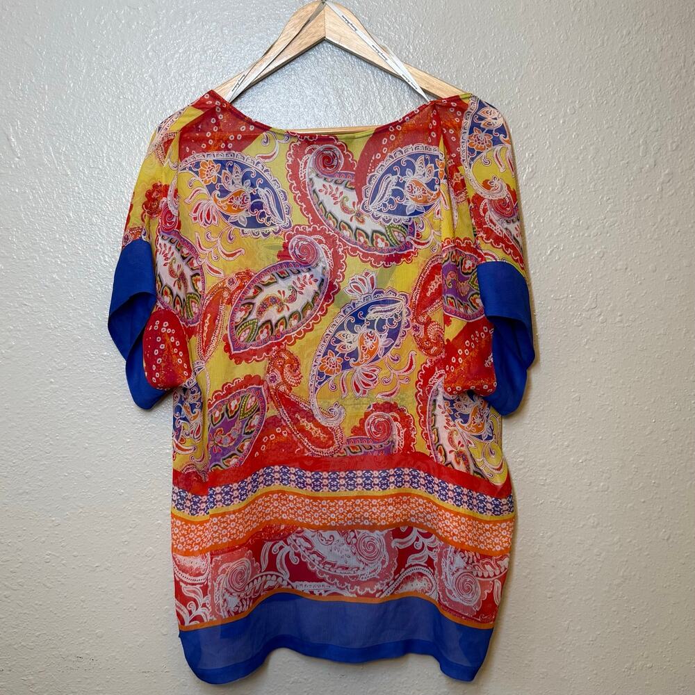 Tommy Bahama 100% Silk Blouse Paisley Sheer Colorful Beach Resort Women’s Medium - Picture 8 of 8